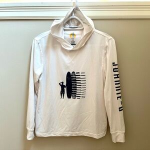 Boys Johnnie-O White Hooded Sunshirt with Graphic Print Size 12